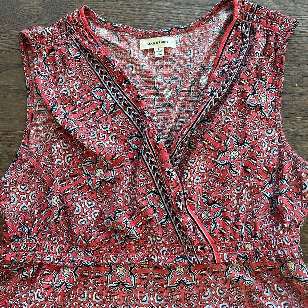 Max Studio Floral Sleeveless V-Neck Maxi Dress - Large - EUC